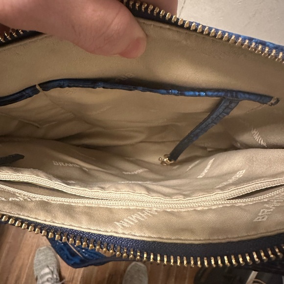 Brahmin Small Katie Sapphire Beachrose Straw & Leather Crossbody - Picture 4 of 9